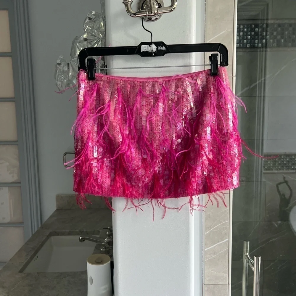 Retrofete Athana sequin feather-trim skirt - Picture 9 of 16